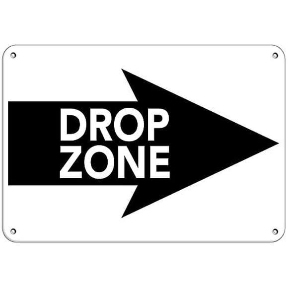 Drop Zone Right Arrow Sign Parking Lot Parking Lot Stairs Office Street Tin Arrow Metal Wall Decoration Sign 8x12 Inches