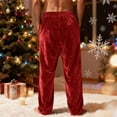 thumbnail image 5 of Zimjoy Men's Pajama Pants Casual Thermal Lounge Pant Fluffy Velvet Sleep Pant Warm Christmas Lounge Pants, Red L, 5 of 8