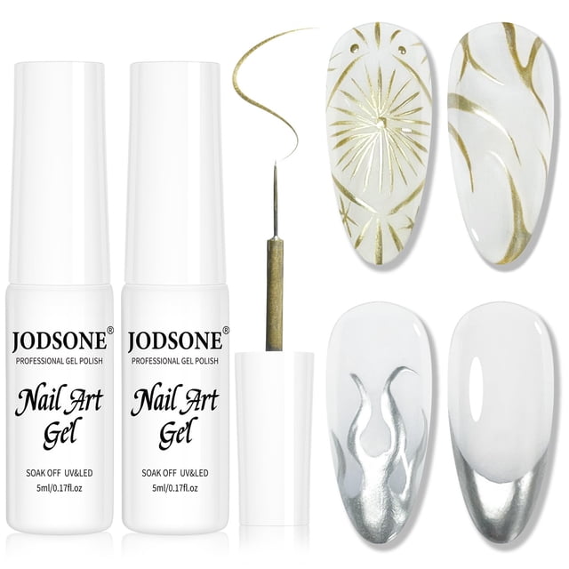 Set de delineadores en gel para decoración de uñas JODSONE Gold Mirror Chrome, 2 unidades