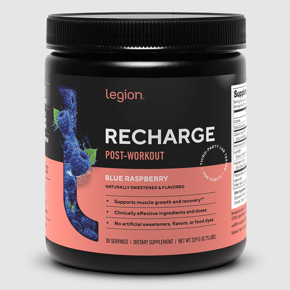 Legion Recharge Post-Workout Creatine, HMB & Tart Cherry Powder, Blue Raspberry, 30 Servings