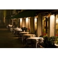 thumbnail image 2 of Young, Bill 32x23 White Modern Wood Framed Museum Art Print Titled - Italy, Venice Restaurant tables lit at night, 2 of 4