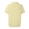 thumbnail image 4 of larppty Womens Polo Shirts Business Casual Work Tops Short Sleeve Button Down Collared V Neck Golf Blouse T-Shirt (Beige, XL), 4 of 5