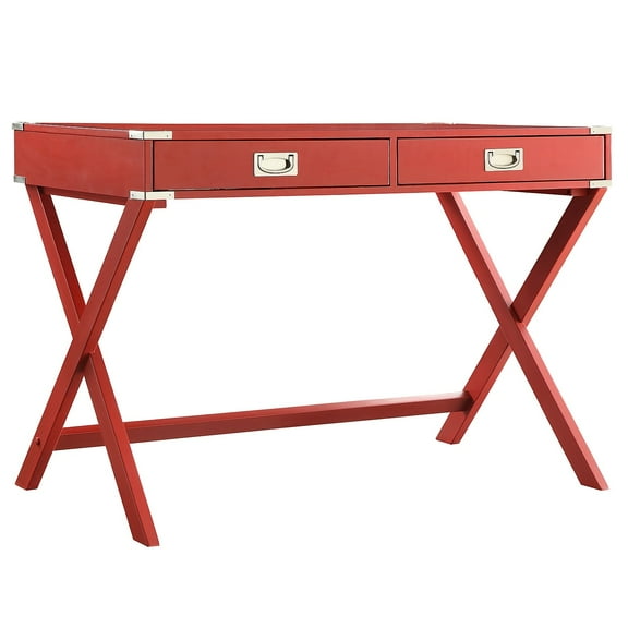 Weston Home Wood X-Base Campaign Writing Desk with Drawers, Multiple Colors
