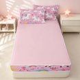 thumbnail image 4 of Erosebridal Cartoon Unicorn Zipper Twin Comforter Sets with Fitted Sheet and 2 Pillowcases for Girls, Kawaii Rainbow Stars Zipper Bedding Set, Pink Reversible, 4 of 7