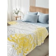 thumbnail image 4 of Twin XL Size Flat Sheet Only, Yellow Grey Chrysanthemum Soft Brushed Microfiber Bed Sheets, Farmhouse Botanical Floral Modern Hotel Quality Breathable Bedding Top Sheet, Easy Care, 66"x102", 4 of 9