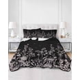 thumbnail image 3 of Black Botanical Twin XL Size Down Alternative Comforter, Lightweight Comforter Quilt Bedding Set with Pillow Shams Dragonfly Flower Leaf Retro Style All Seasons Bed Comforter Duvet Insert 68"x98", 3 of 7