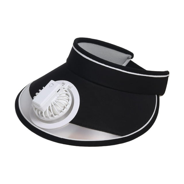Visera para el sol, sombrero para fanáticos, gorras para exteriores, sombrero ajustable para el sol, viseras integradas, sombrero con ventilador para Negro