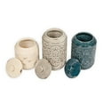 thumbnail image 3 of Drew Derose Ceramic Distressed Quilt Pattern Blue Grey Cream 3 Pc Canister Set, 3 of 4