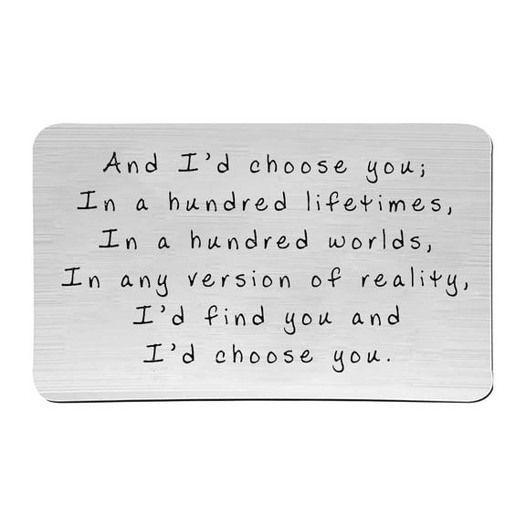Engraved Metal Wallet Card for Men Women, Personalized Anniversary Valentine's Day Gift, Love Message Card, Husband Boyfriend Girlfriend Wife Gift Idea, Unique Keepsake Card for Wedding Proposal