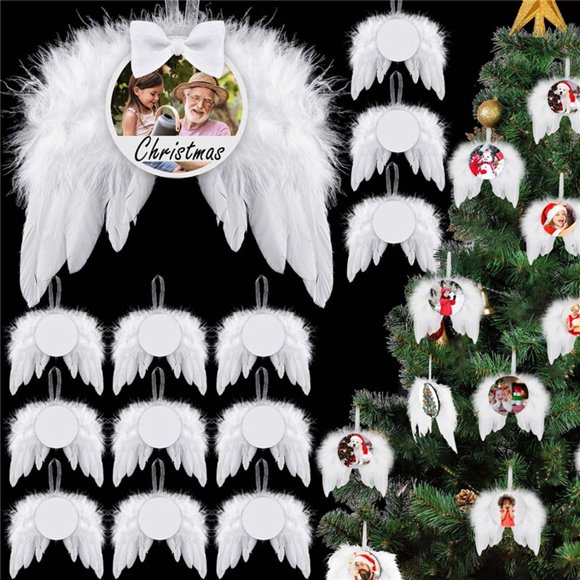 DIY Angel Wing Photo Ornament Custom Memorial Keepsake with Heart Locket for Christmas Tree Decoration