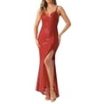 thumbnail image 2 of Vestido de Noche de Lentejuelas INSPIRE CHIC para Mujeres con Escote en V y Tirantes Espagueti, Vestido Largo con Abertura, 2 of 6