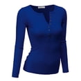 thumbnail image 2 of Doublju Women's Thermal Henley Long Sleeve Top with Plus Size, 2 of 4