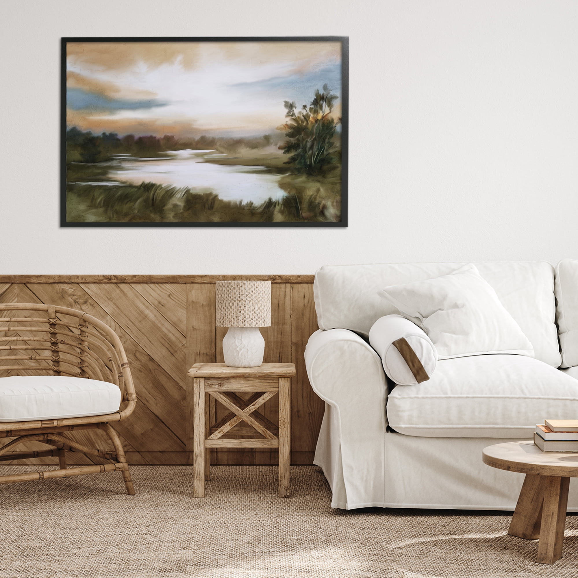 Stupell Industries Sunset Pond Countryside Black Framed Giclee Art, design by Kim Allen
