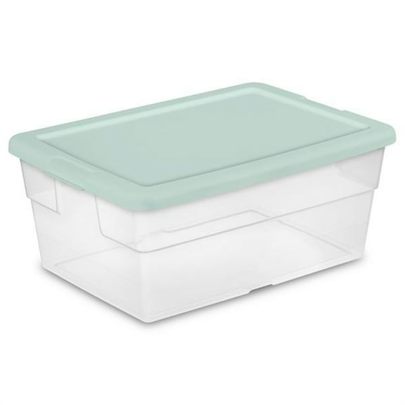 Sterilite 24 Pack Stacking Storage Container Tub with Lid, 16 Quart, Mint
