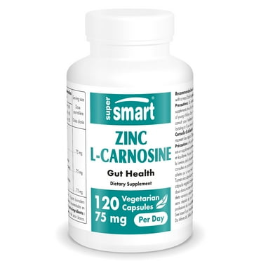 SuperSmart Zinc L-Carnosine – 75mg Per Day (Well-Tolerated) | Zinc Carnosine Supplement – Non-GMO & Gluten-Free - 120 Vegetarian Capsules