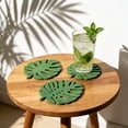 thumbnail image 5 of PONPRNGY Monstera Coaster Set, 3 Count, Green Leaf Wooden Drink Coasters, Non Slip, Anti Stain, Heat Resistant, 5 of 6