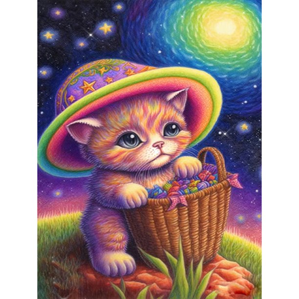 Pintura de diamante 5D DIY Kit de gato de taladro redondo completo Arte Decoración del hogar (VIP833) FLhrweasw Nuevo