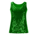 thumbnail image 3 of Sequin Tops for Women Summer Casual Sleeveless Round Neck Tank Tops Solid Color Loose Fit Shiny T Shirts Ladies Sparkly Glitter Blouses Party Club Cocktail Vest Shirt, 3 of 5