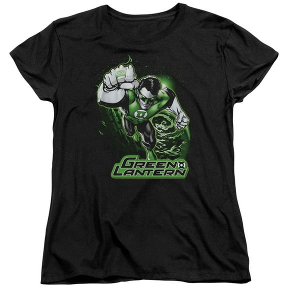 JLA Justice League Green Lantern Green & Gray S/S Women's T-Shirt Black