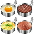 thumbnail image 1 of Egg Ring, 304 Stainless Steel Egg Mold with Heat Resistant Mitts Potholder Cooking Rings Egg Pancake Shaper Non Stick Fried Egg Rings For Egg McMuffins Omelet Biscuits, Egg Cooker Rings 4 Pack(7.5cm), 1 of 8