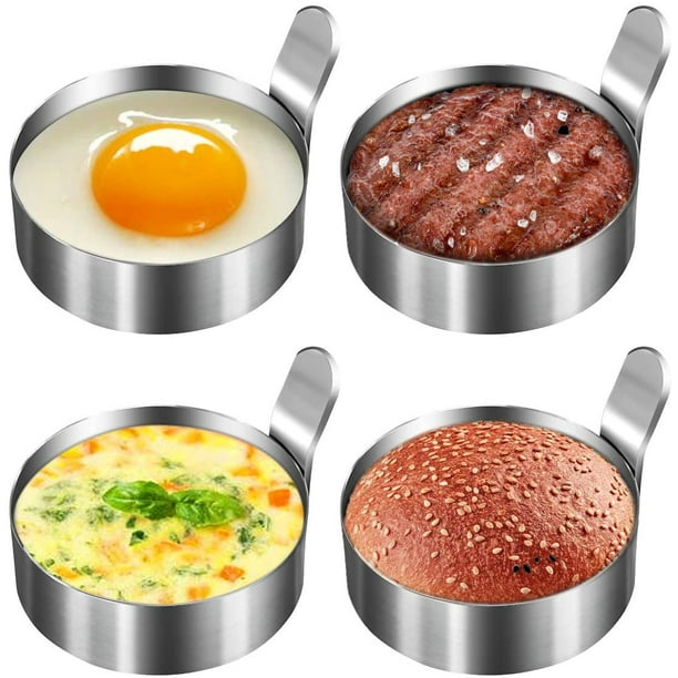 Egg Ring 304 Stainless Steel Egg Mold With Heat Resistant Mitts Potholder Cooking Rings Egg Pancake Shaper Non Stick Fried Egg Rings For Egg Mcmuffins Omelet Biscuits Egg Cooker Rings 4 Pack