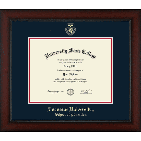 Duquesne University School of Education Diploma Frame, Document Size 11" x 8.5"