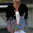 thumbnail image 3 of Winter Warm Women's Festive Christmas Design Print Button up Cardigan Sweater Cable Knit Long Sleeve Knitwear Outerwear, 3 of 8