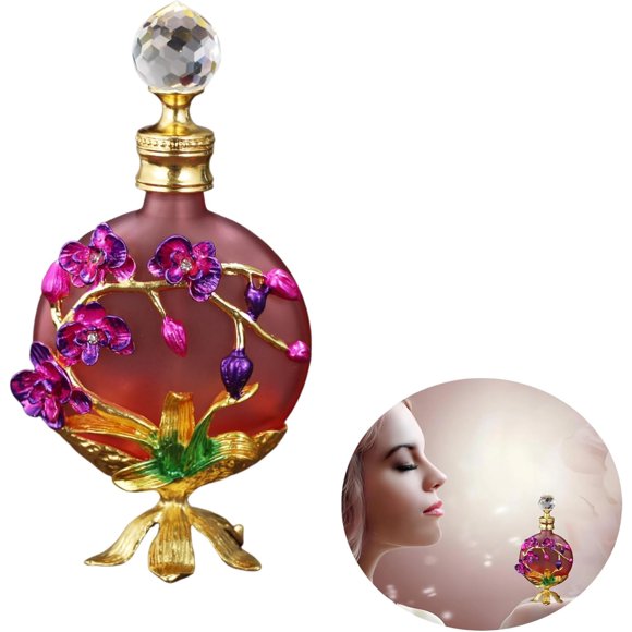 Peach Blossom Glass Perfume Bottles Empty Decorative Refillable Crystal Perfume Bottle(Yellow,30ML) (Purple)