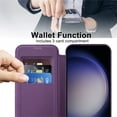 thumbnail image 3 of ELEHOLD Flip Wallet Case for Samsung Galaxy S25+ with Transparent Clear Back RFID Card Holders Magnetic Closure Mag Safe Compatible Shockproof Anti-Scratches Case for Samsung Galaxy S25+,Purple, 3 of 6