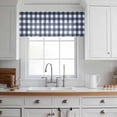 thumbnail image 3 of Navy Blue Check Valance Curtains for Kitchen/Living Room/Bathroom/Bedroom Window, Rod Pocket Small Topper Half Short Window Curtains Voile Sheer Scarf, Farmhouse Buffalo Plaid Blue 42"x12", 3 of 8