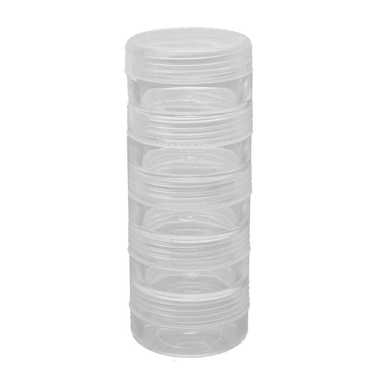 5 Layer Cylinder Stackable Containers Clear Plastic Round Storage for Case  for Eye Powder Gems Beads