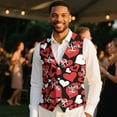 thumbnail image 4 of Yuyamidu Red Heart Men's Classic Slim Fit Dress Vest Formal Wedding Prom Tuxedo Suit Vest with Pocket Lightweight Valentine's Day Love Waistcoat Size M, 4 of 7
