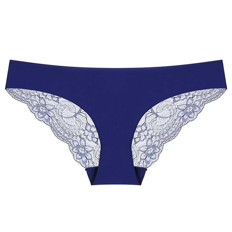 Shiusina 1PC Ladies Low-Rise Transparent Lace Panties Breathable Quality  Underpants Dark Blue M 