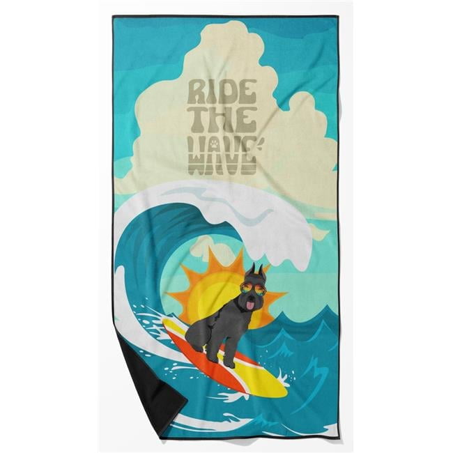 Surfer Dog Bernese Mountain Dog Premium Beach Towel 30 in x 60 in
