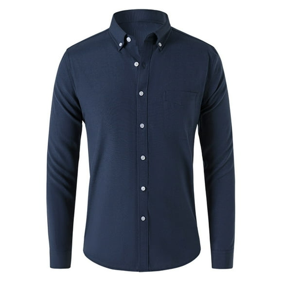 Japceit Casual Button Up Shirts for Men Button Up Shirt Mens Casual Cardigan Solid Color Oxford Textile Long Sleeved Shirt Plaid Button Up Shirts for Men