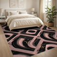 thumbnail image 3 of ODIKA 8'x10' Washable Area Rug Grey Contemporary Punk Interlocking Brushstroke Swirl Pink Abstract Refined for King Size Bedroom Under Bed, Master Suite, Non-Shedding, Easy Care, 3 of 7