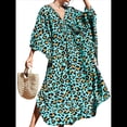 thumbnail image 1 of Vestido Caftán con Estampado Animal para Mujer, Talla Grande, para Playa, Verano 2025 Leopardo Azul Talla Única, 1 of 10