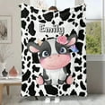 thumbnail image 4 of Blanket,YESCUSTOM Custom Cute Cow Throw Blanket Cow Skin Blanket For Boys Girls Baby Toddler Personalized Name Blanket School Nap Blanket Text Blanket For Kids, 4 of 6
