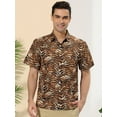 thumbnail image 2 of Unique Bargains Men's Animal Print Short Sleeves Casual Summer Printed Shirts 2XL Tiger Print, 2 of 6