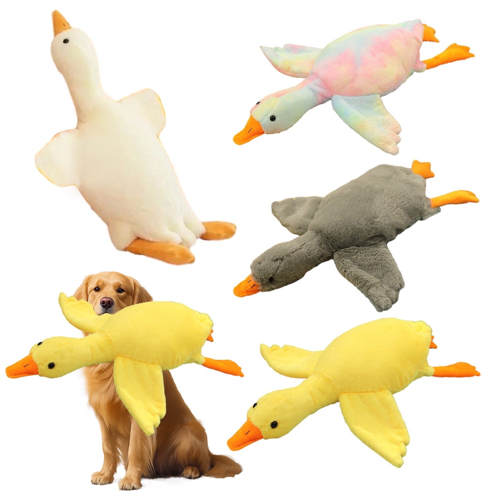 YIFAEUX Dogs Plush Duck Toy Fetch Lovers Toy Soft Dog Chew Toy Stuffed Duck Tug-of-War Toy for Small Medium Large Dogs Interactive Play Boredom Relief