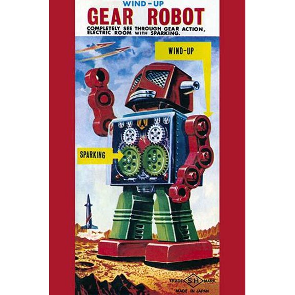 Wind-up Gear Robot- Fine Art Canvas Print (20" x 30")