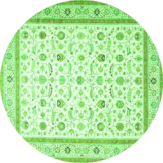 Ahgly Company Indoor Round Persian Green Traditional Area Rugs, 4' Round