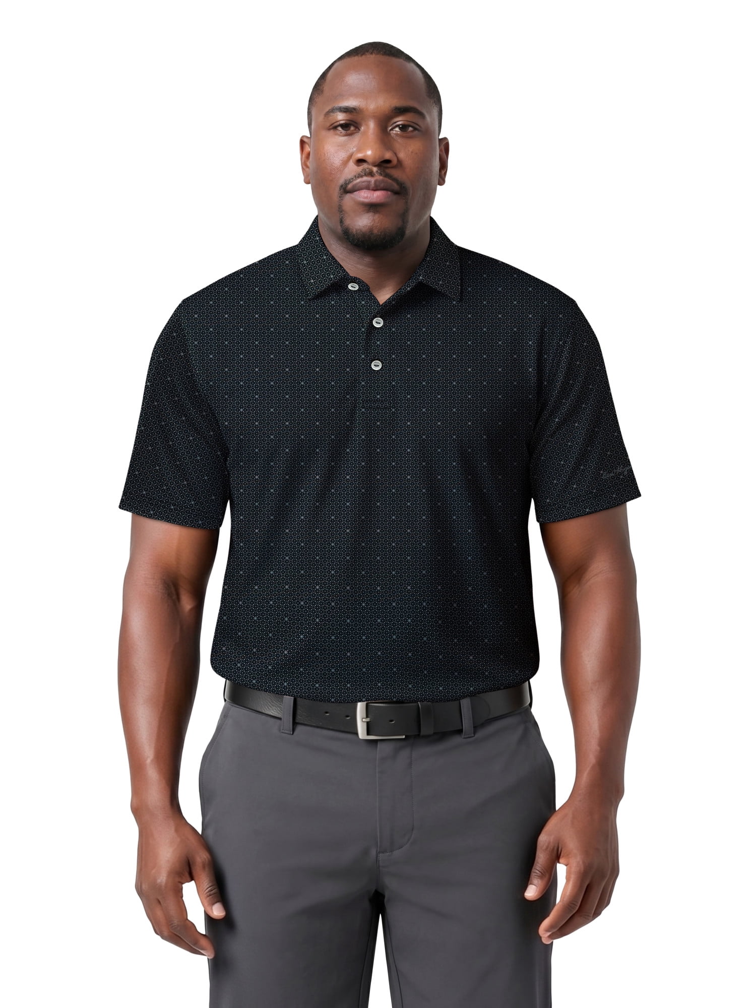 Ben Hogan Performance Men's & Big Men's Gentleman Geo Print Short Sleeve Golf Polo Shirt, up to 5XL