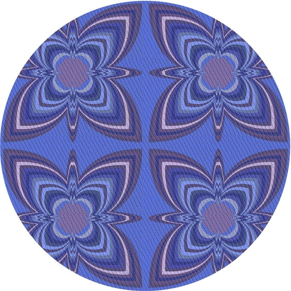 Ahgly Company Indoor Round Patterned Light Slate Blue Area Rugs, 3' Round