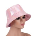 thumbnail image 2 of Deago Unisex Fashion Bucket Hat Beach Sun Hat PU Leather Rain Hat Waterproof Fishmen Cap for Men Women (Pink), 2 of 8
