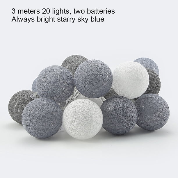 Kearding Guirnalda de bolas de algodón LED, guirnalda de luces navideñas, cuerdas de iluminación para vacaciones al aire libre, boda, fiesta Type4 NO4