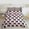 thumbnail image 3 of Manfei Princess Ribbon Teens Queen Comforter Set, Dreamy Fairy Tale Bow Bedding Sets, Pink Black Cartoon Reversible Bedding Comforter Set, Microfiber Bedroom Decor, 3 Pieces, 3 of 9