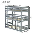 thumbnail image 6 of Bellemave Rubber Wood Twin Size Triple Bunk Bed Convertible 3 Bunk Bed with Ladders Twin over Twin over Twin Bunk Bed Low Floor Bunk Bed Frame for Teens, Gray, 6 of 11