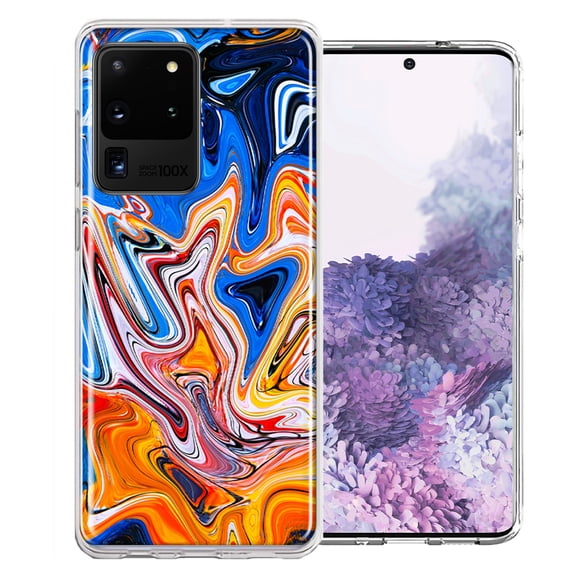 MUNDAZE For Samsung Galaxy S20 Ultra Blue Orange Abstract Design Double Layer Phone Case Cover