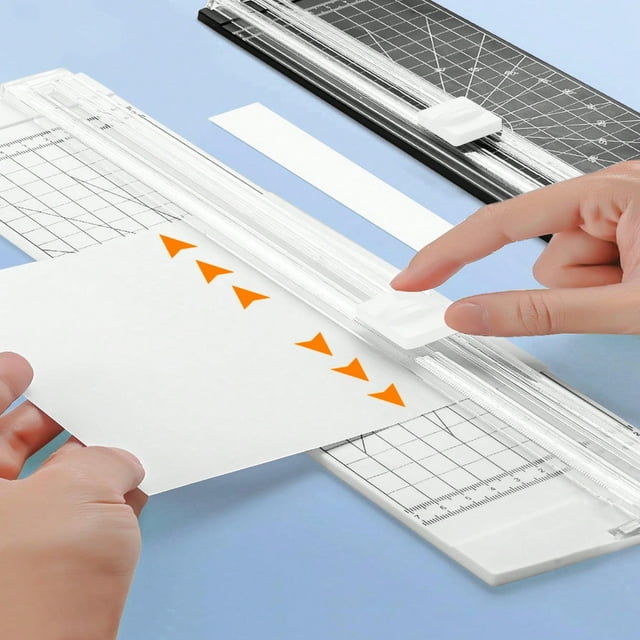 LNGOOR 1 Pce Coupe-Papier Simple Multifonctionnel Découpe Bidirectionnelle avec Protection de Sécurité Automatique et Règle Latérale Convient aux Coupons en Papier Kraft Étiquettes Carton Photo d'Idole